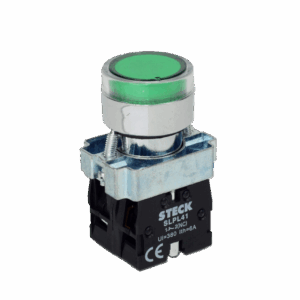 PULSADOR MET. LUMINOSO MARCHA VERDE 22MM 1NA - STECK