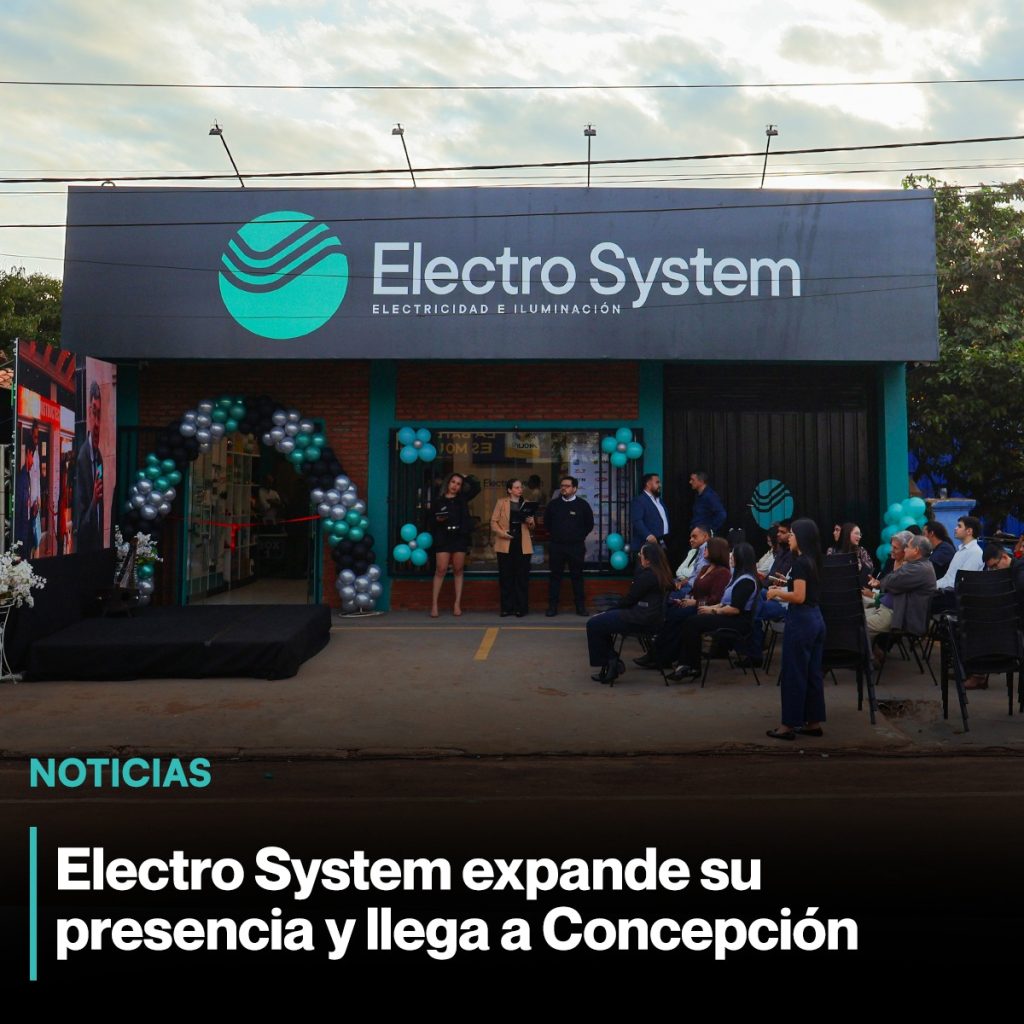 Fachada de la nueva sucursal de Electro System en Concepción durante el acto de inauguración